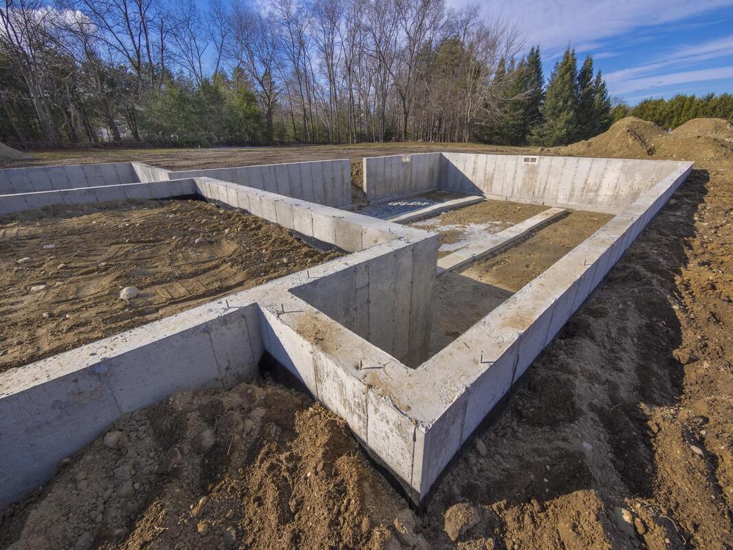 a concrete foundation on the making